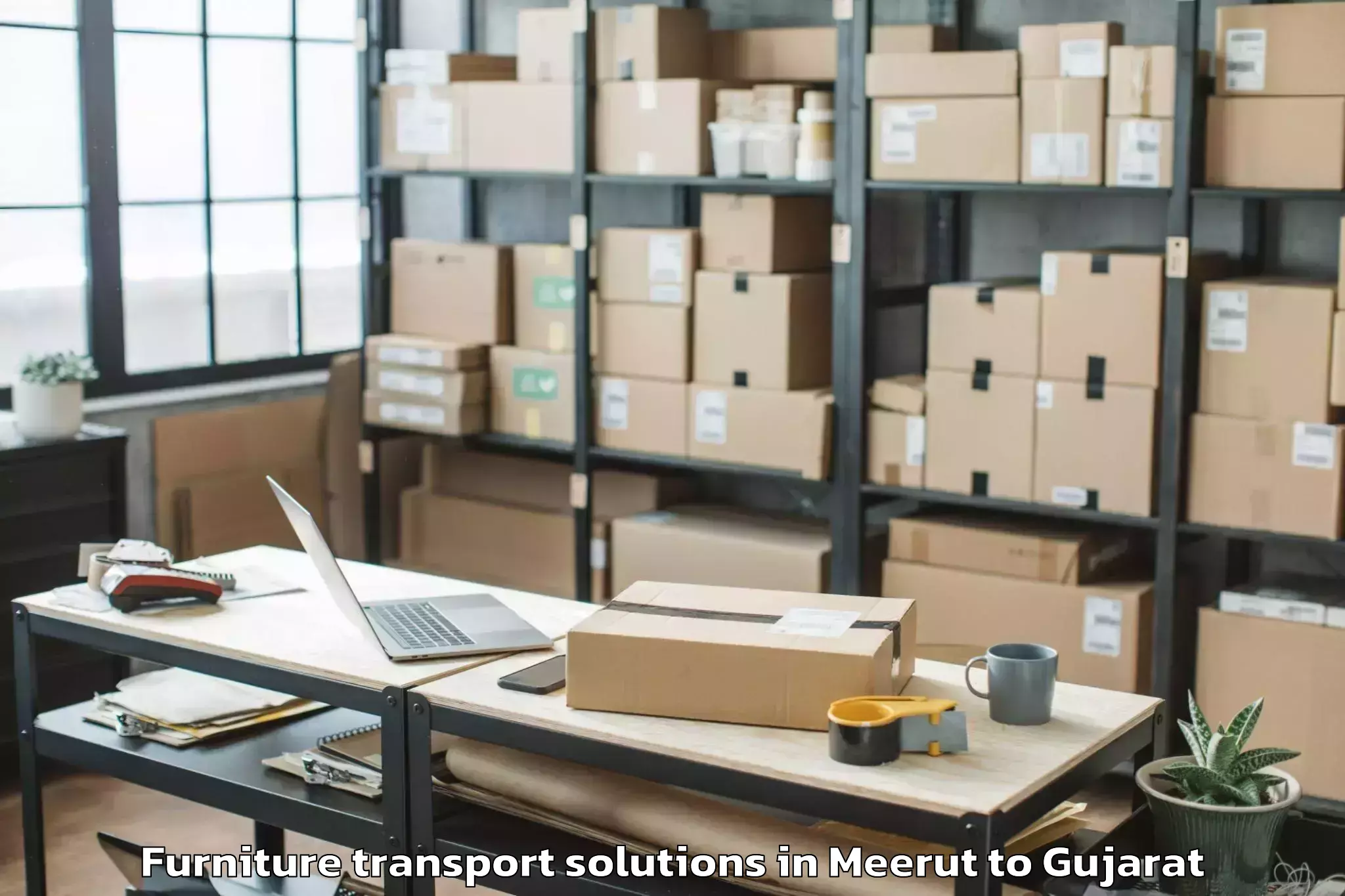 Book Meerut to Mangrol Furniture Transport Solutions Online